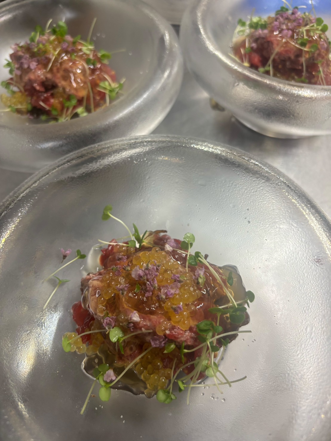 Beef tartare with cured roe